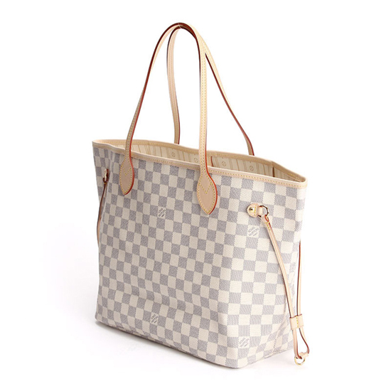 Louis Vuitton N51107 Neverfull MM Shoulder Bag Damier Azur Canvas - Image 3