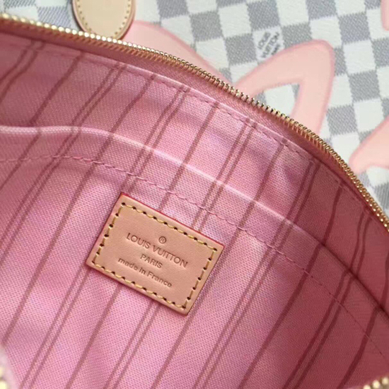 Louis Vuitton N41050 Neverfull MM Shoulder Bag Damier Azur Canvas - Image 8