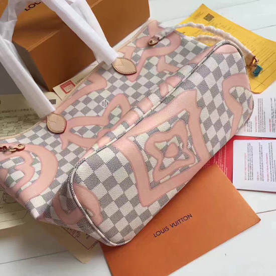 Louis Vuitton N41050 Neverfull MM Shoulder Bag Damier Azur Canvas - Image 9