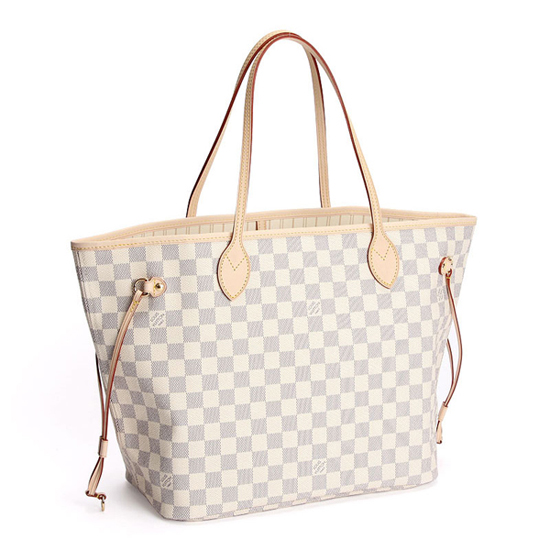 Louis Vuitton N51107 Neverfull MM Shoulder Bag Damier Azur Canvas - Image 2