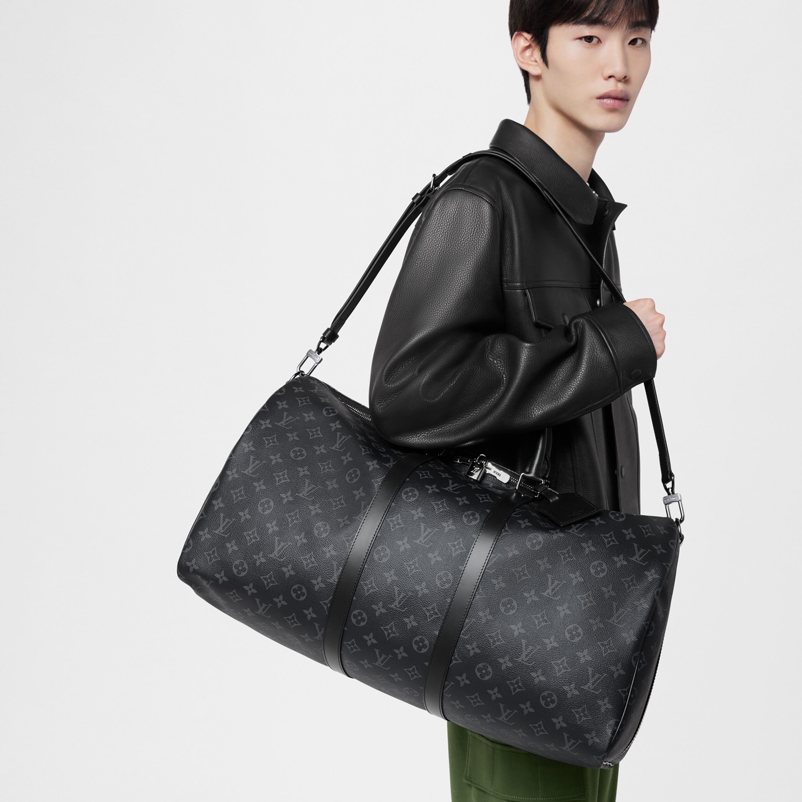 Louis Vuitton M40605 Keepall Bandoulière 55 Black - Image 2
